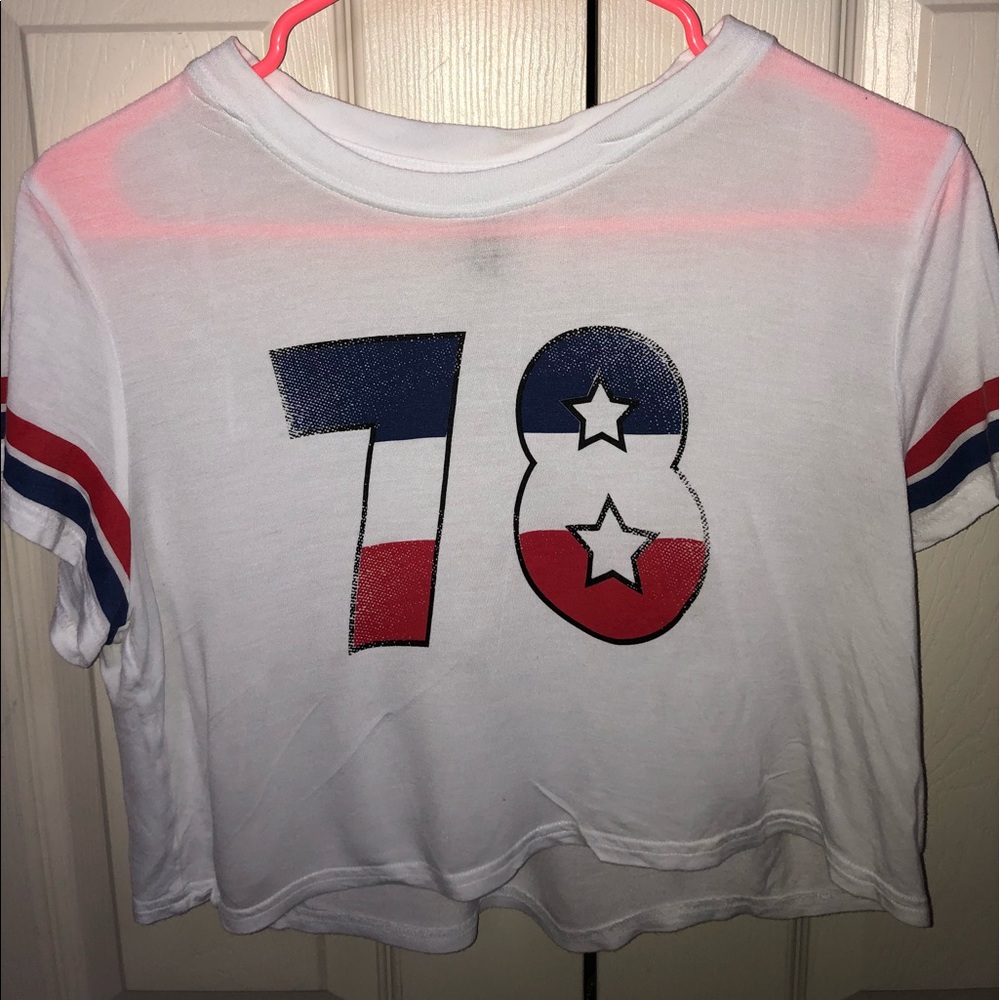 Red, white, and blue H&M crop top